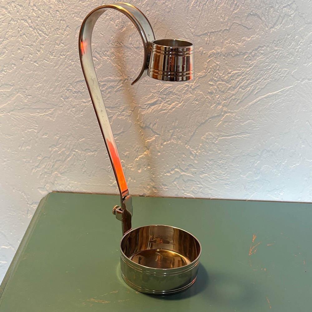 Mid Century Modern 750 Ml Wine Bottle Holder Server Silver Metal